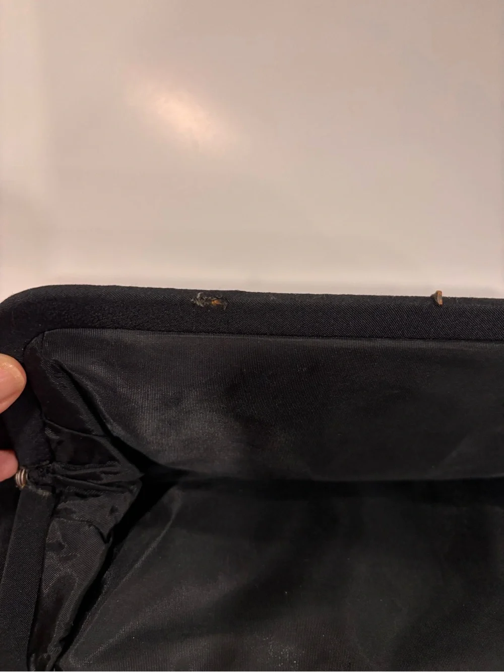Vintage 1950/60 Faille Black Evening Clutch Gold Foldaway Chain Kiss Lock